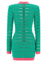 Balmain Two-tone Knit Dress Green
