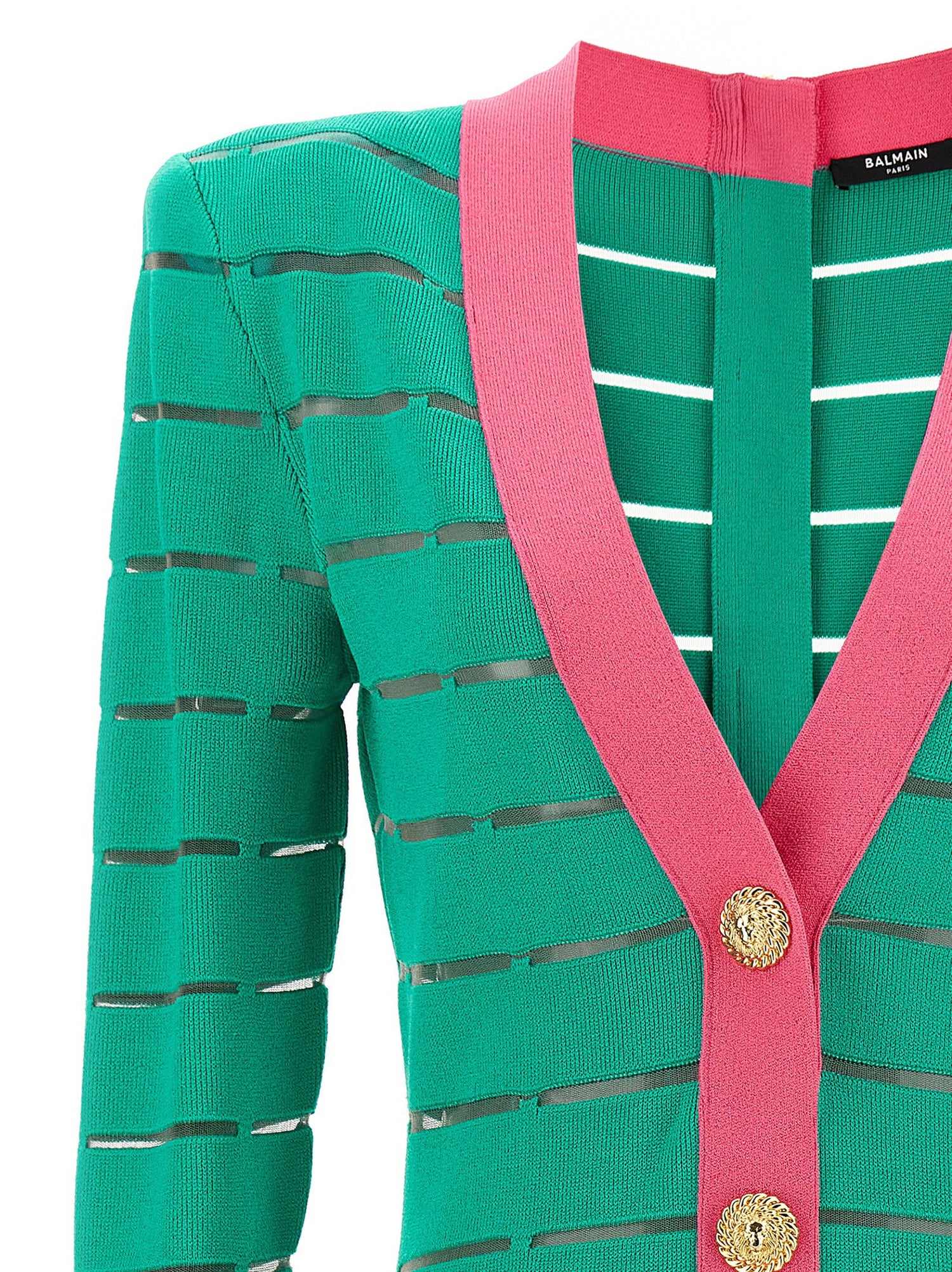 Balmain Two-tone Knit Dress Green