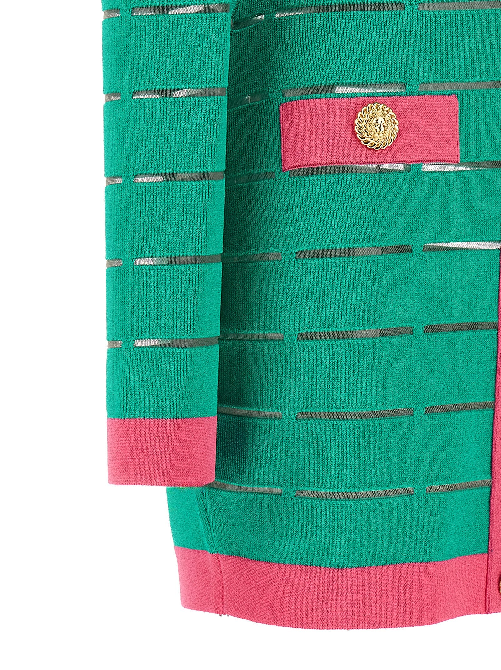 Balmain Two-tone Knit Dress Green