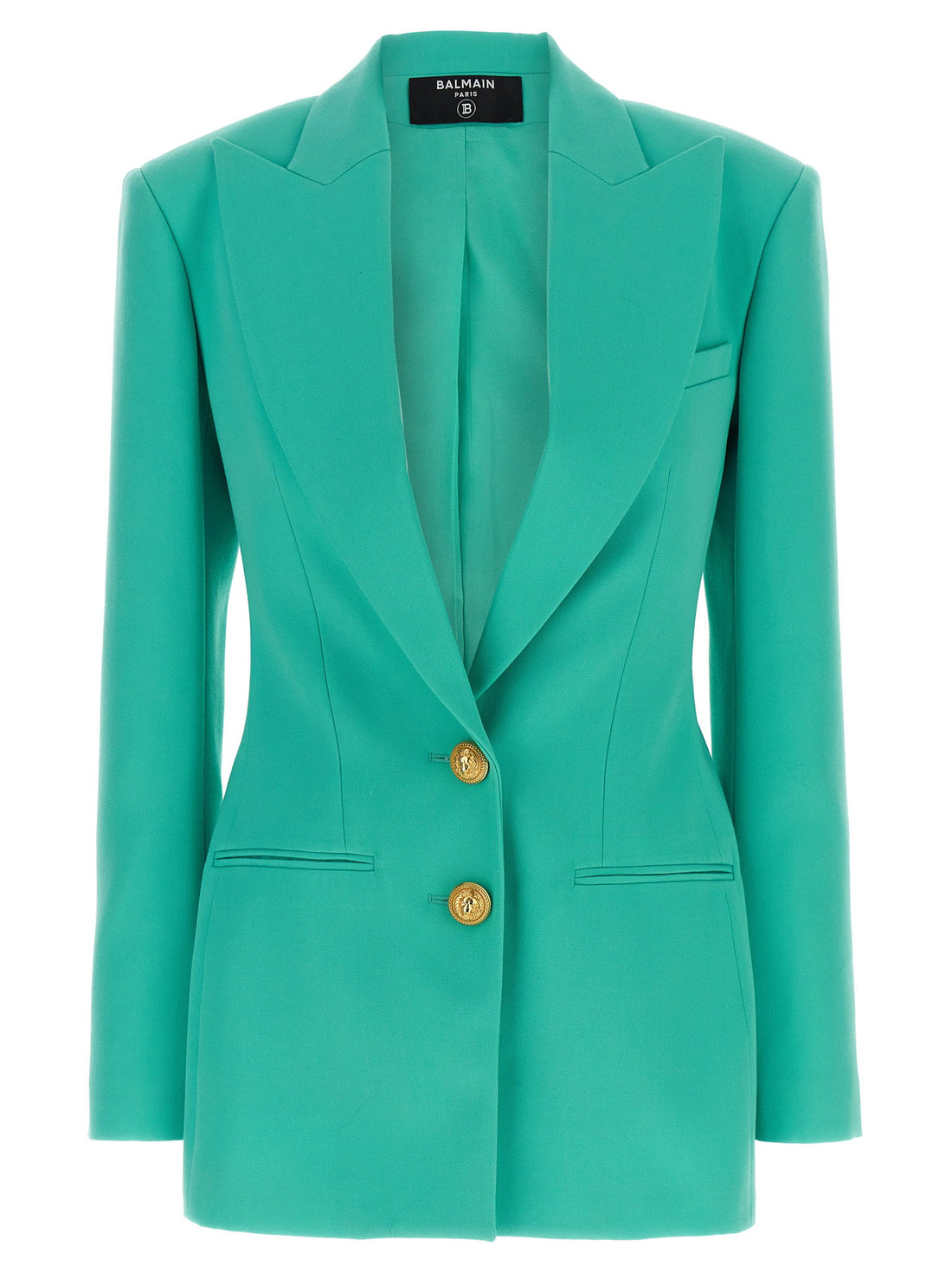 Balmain Logo Button Double-breasted Blazer Light blue