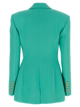 Balmain Logo Button Double-breasted Blazer Light blue