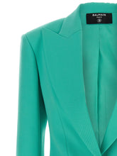 Balmain Logo Button Double-breasted Blazer Light blue