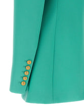 Balmain Logo Button Double-breasted Blazer Light blue