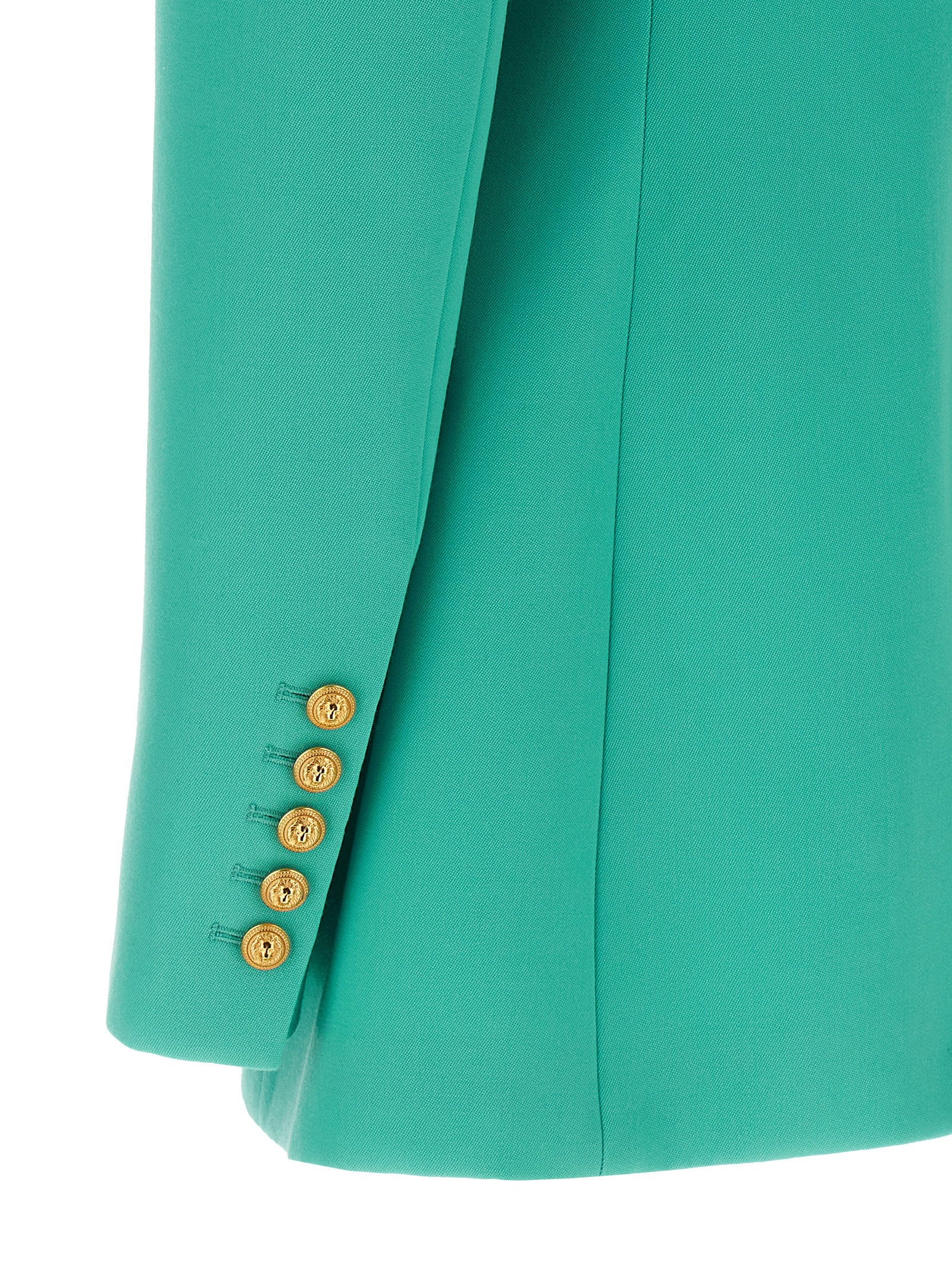 Balmain Logo Button Double-breasted Blazer Light blue