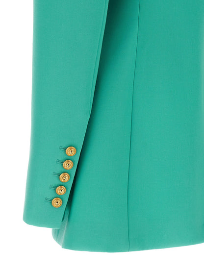 Balmain Logo Button Double-breasted Blazer Light blue