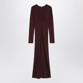 Max Mara Cherry Stretch Jersey Maxi Dress Beige