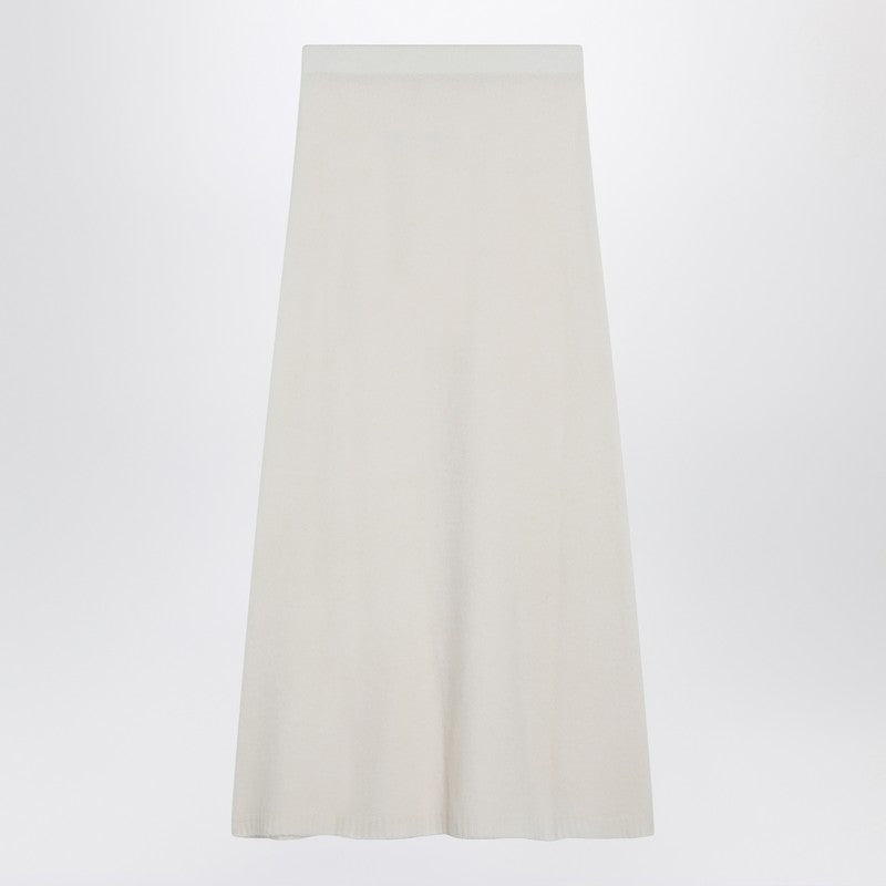 Max Mara Ivory Stretch Cashmere Maxi Skirt White