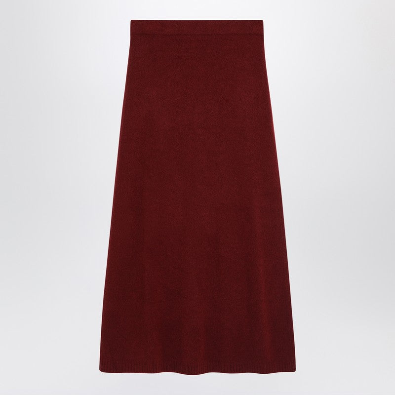 Max Mara Raspberry Stretch Cashmere Long Skirt Brown