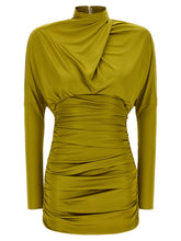 Balmain Draped Mini Dress Green