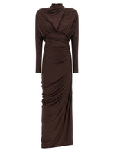 Balmain Draped Jersery Dress Brown