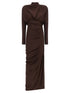 Balmain Draped Jersery Dress Brown