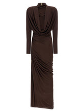 Balmain Draped Jersery Dress Brown