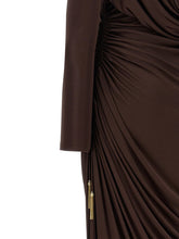 Balmain Draped Jersery Dress Brown