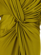 Balmain Draped Silk Dress With Knot Green