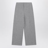 Max Mara Grey Cropped Wool-Cotton Trousers with Logo Detail Grey