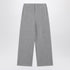 Max Mara Grey Cropped Wool-Cotton Trousers with Logo Detail Grey