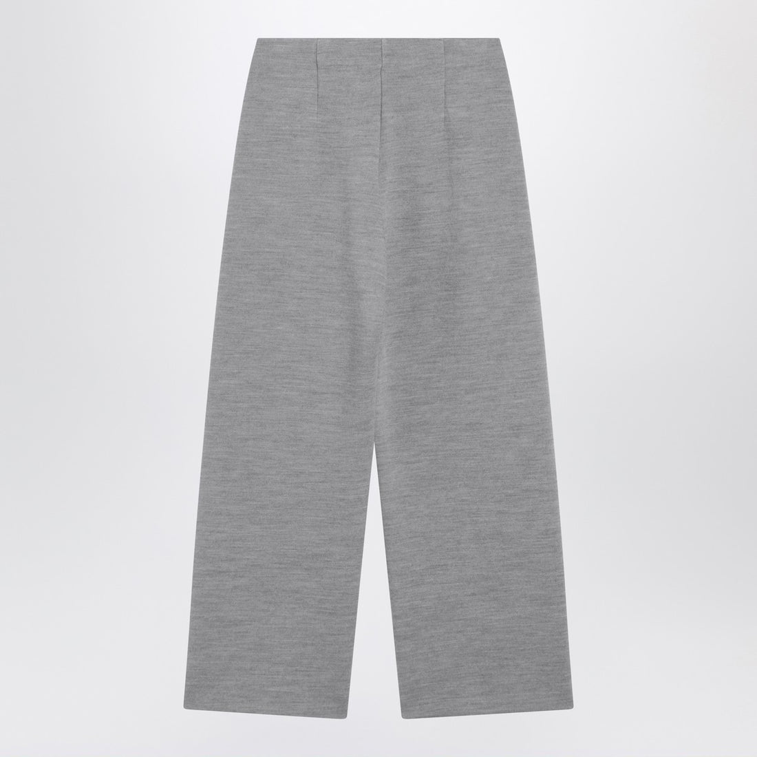 Max Mara Grey Cropped Wool-Cotton Trousers with Logo Detail Grey