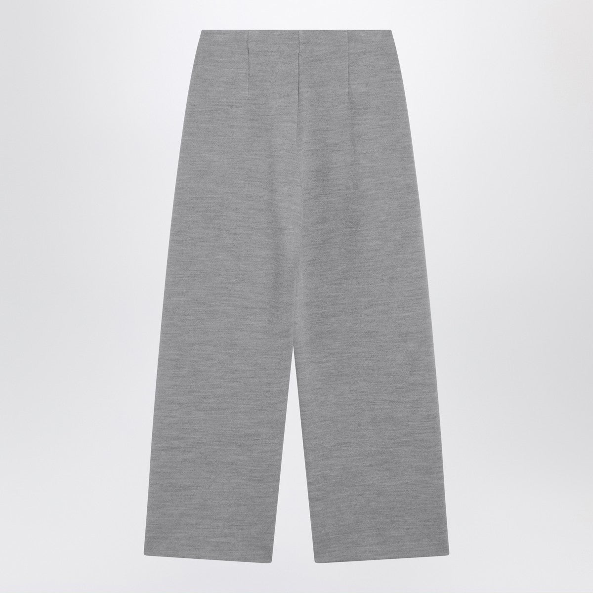 Max Mara Grey Cropped Wool-Cotton Trousers with Logo Detail Grey