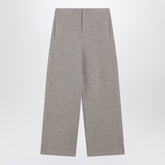 Max Mara Beige Cropped Wool-Cotton Trousers with Tonal Logo Detail Beige