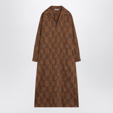 Max Mara Olive Green Cotton Shirt Dress with Wave Print Beige