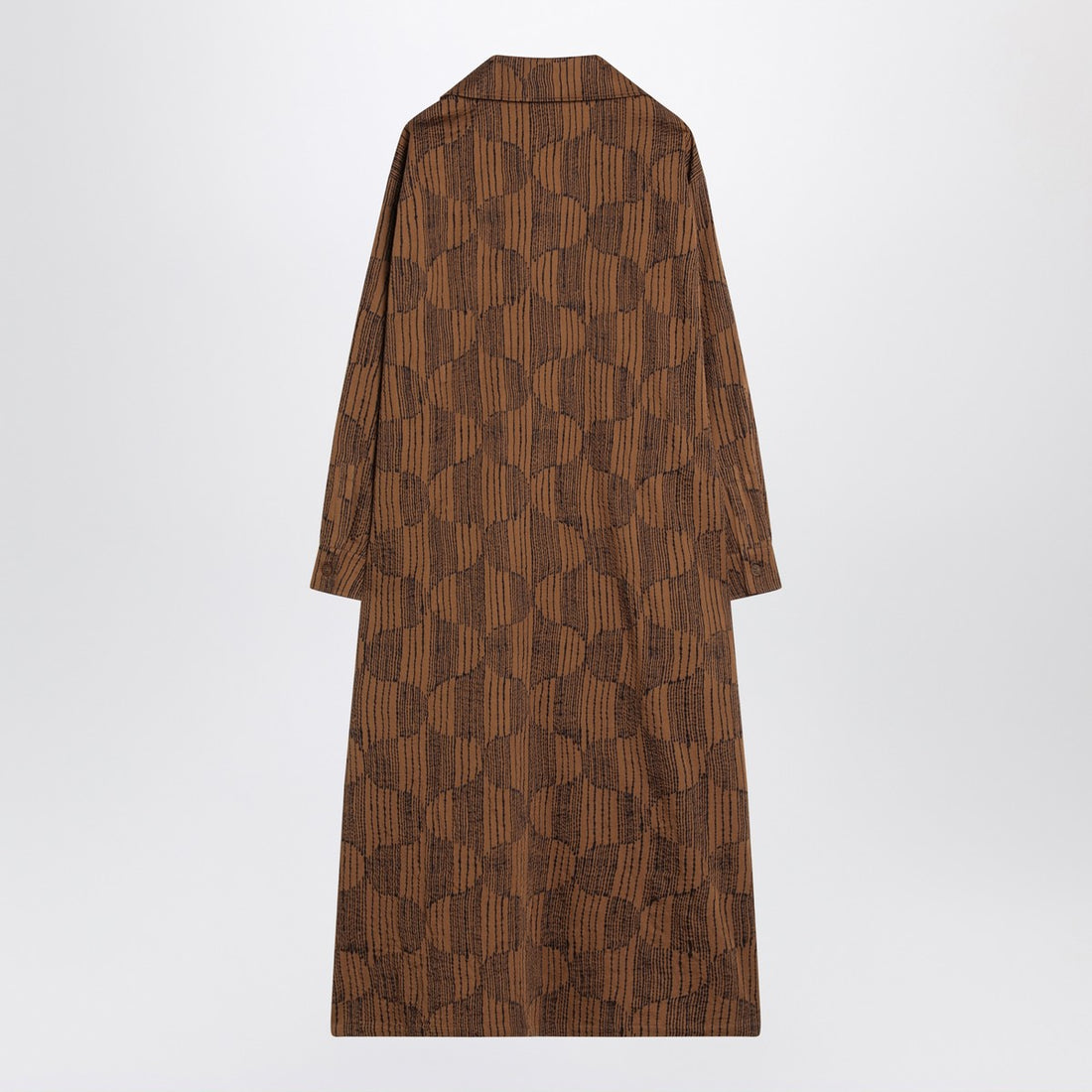 Max Mara Olive Green Cotton Shirt Dress with Wave Print Beige