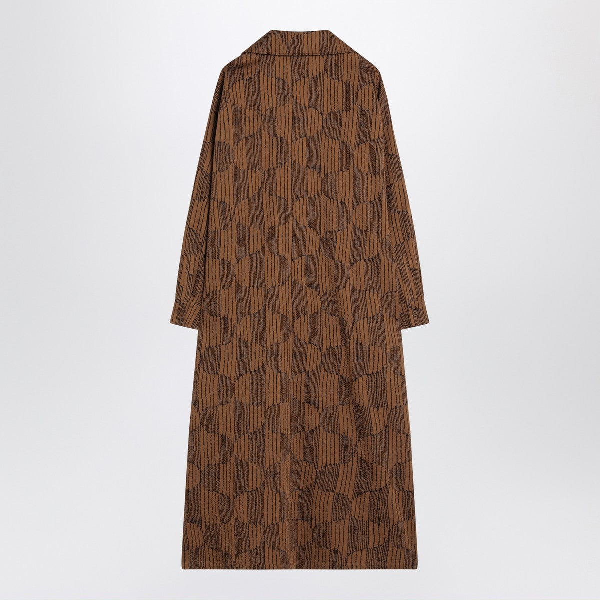 Max Mara Olive Green Cotton Shirt Dress with Wave Print Beige