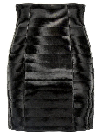 Balmain Hw Rolled Skirt Black