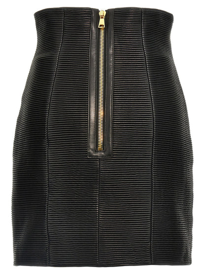 Balmain Hw Rolled Skirt Black