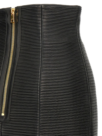 Balmain Hw Rolled Skirt Black