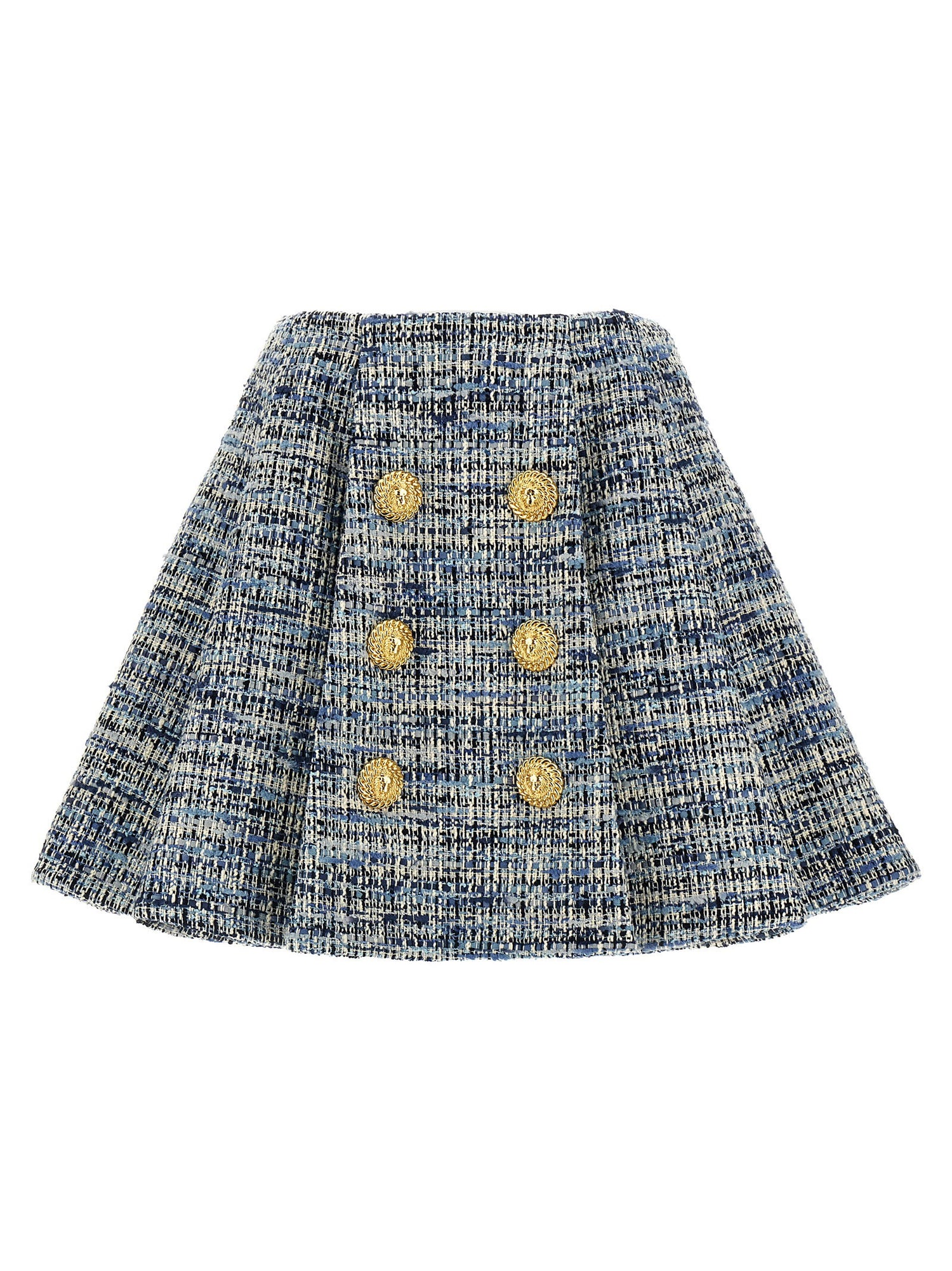 Balmain Tweed Skirt Blue