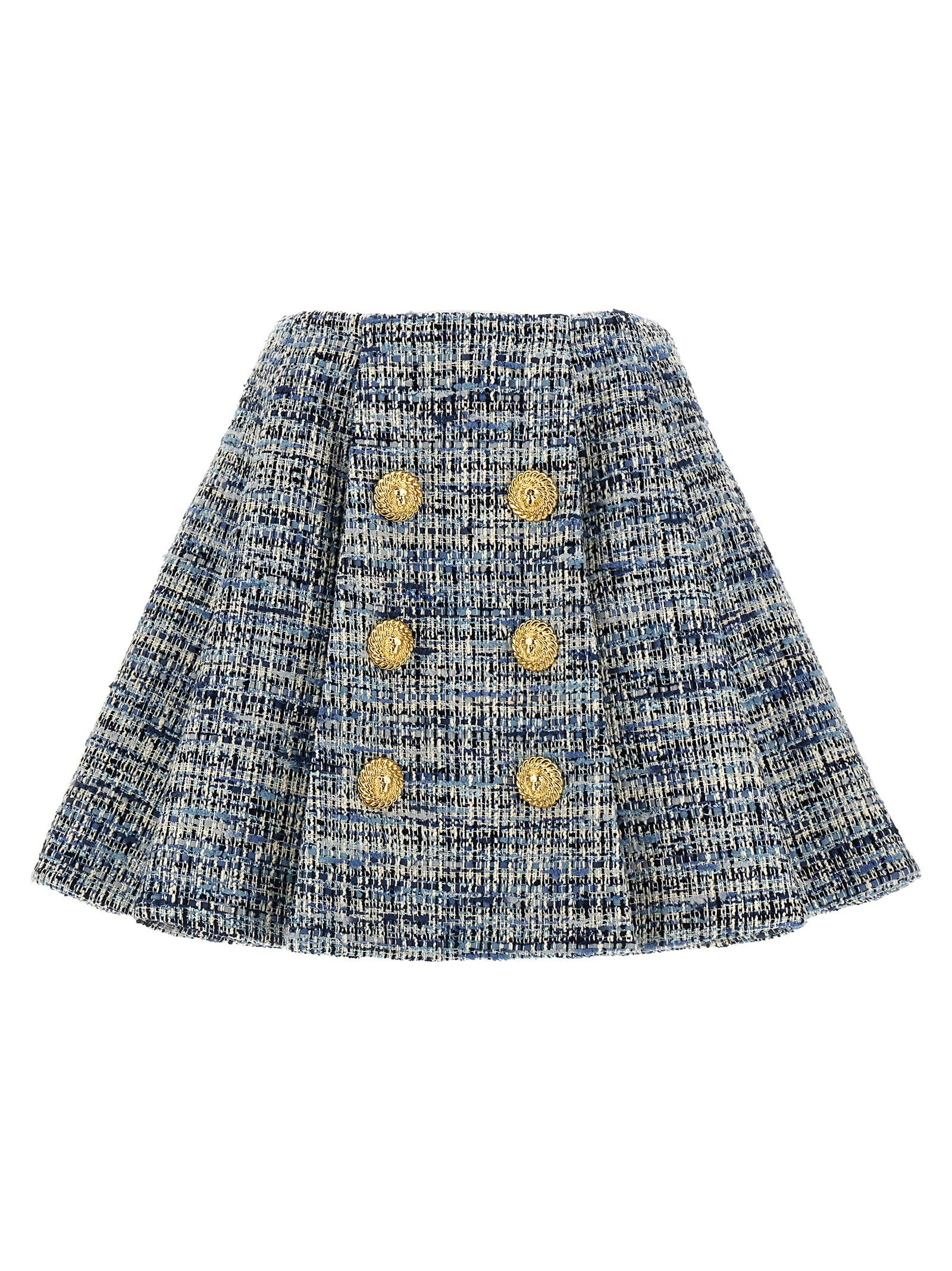 Balmain Tweed Skirt Blue