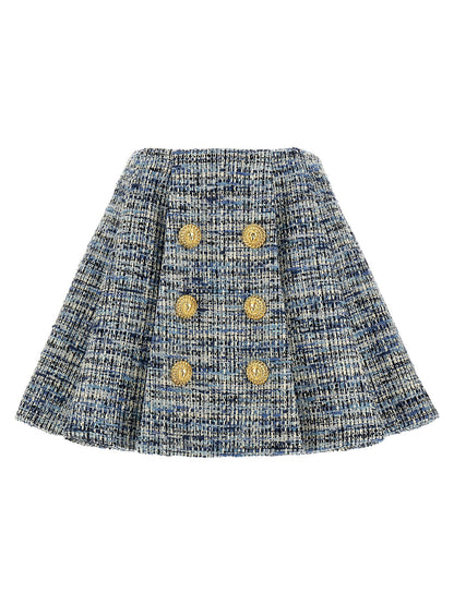 Balmain Tweed Skirt Blue