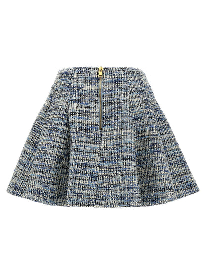 Balmain Tweed Skirt Blue