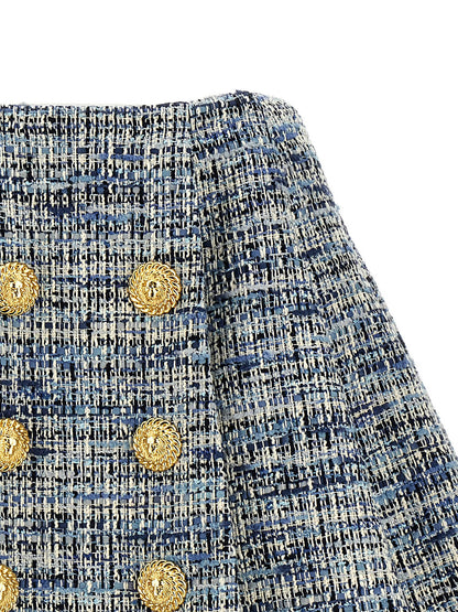 Balmain Tweed Skirt Blue