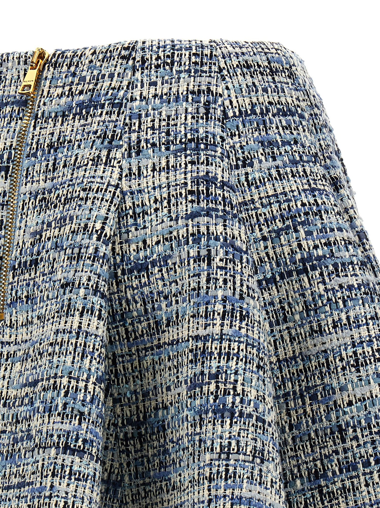 Balmain Tweed Skirt Blue