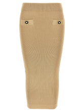 Balmain Ribbed Midi Skirt Beige