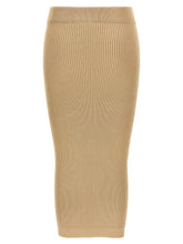 Balmain Ribbed Midi Skirt Beige