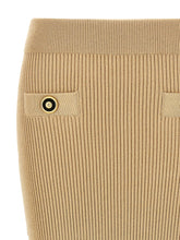Balmain Ribbed Midi Skirt Beige