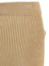 Balmain Ribbed Midi Skirt Beige