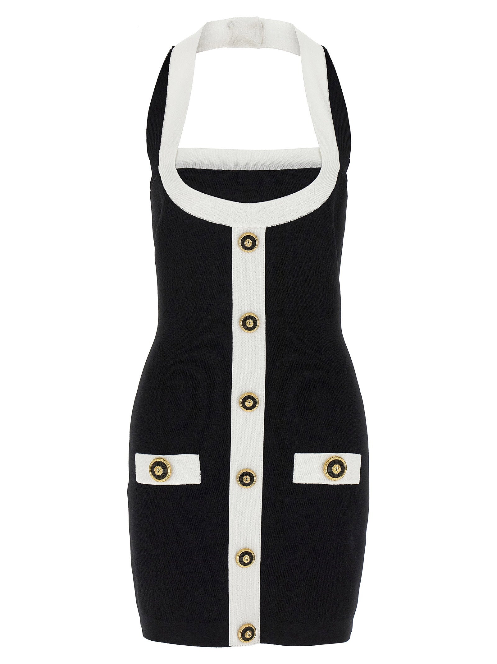 Balmain Filo Leone Catena Dress White/black