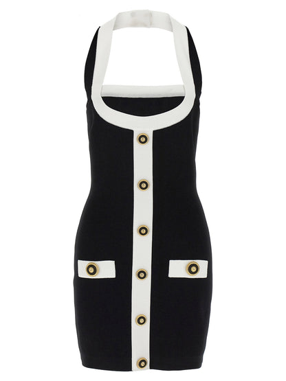 Balmain Filo Leone Catena Dress White/black