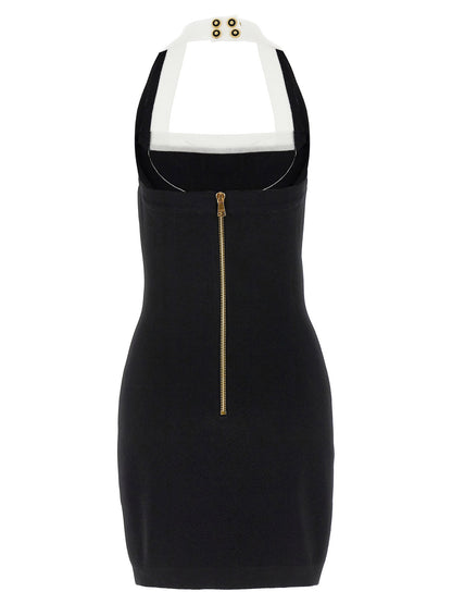 Balmain Filo Leone Catena Dress White/black