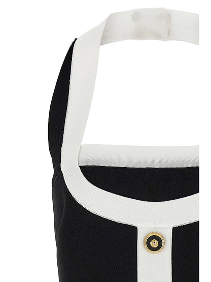 Balmain Filo Leone Catena Dress White/black