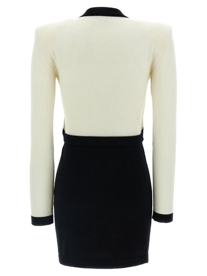 Balmain Filo Leone Catena Dress White/black