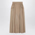 Max Mara Beige Midi Camel Drap Skirt with Asymmetric Wrap and Pleats Beige