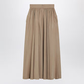 Max Mara Beige Midi Camel Drap Skirt with Asymmetric Wrap and Pleats Beige