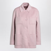 Max Mara Studio Pink Wool Blend Shirt Jacket with Patch Pockets Pink