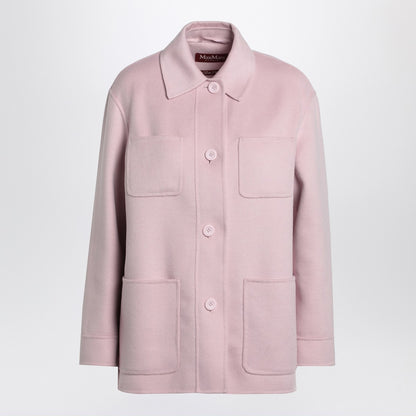 Max Mara Studio Pink Wool Blend Shirt Jacket with Patch Pockets Pink