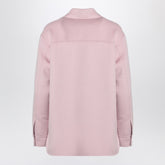 Max Mara Studio Pink Wool Blend Shirt Jacket with Patch Pockets Pink