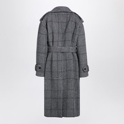 Dolce &amp; Gabbana Houndstooth Wool Double-Breasted Checked Coat Grey